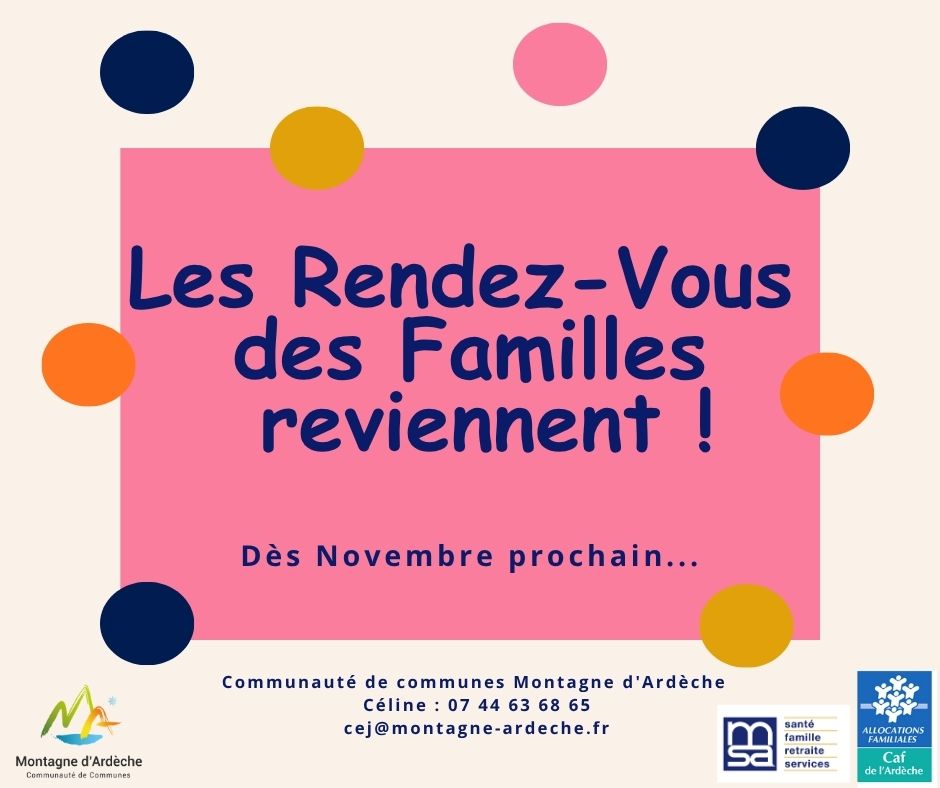 Les Rendez-Vous des Familles reviennent !!!
